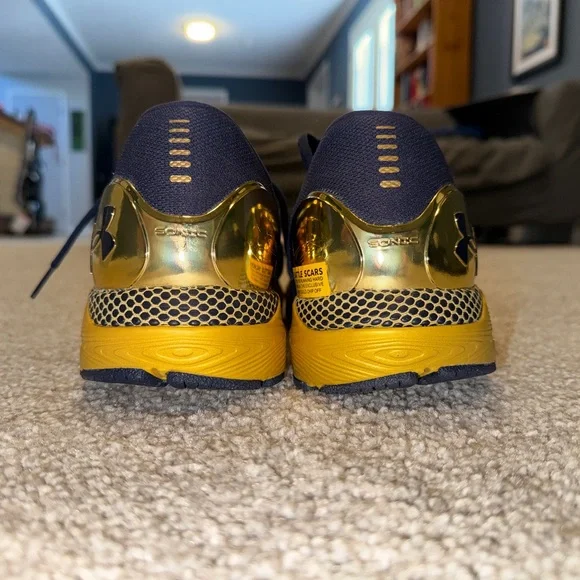 Notre Dame Under Armour Blue and Gold Athletic Shoes - Picture 6 of 7